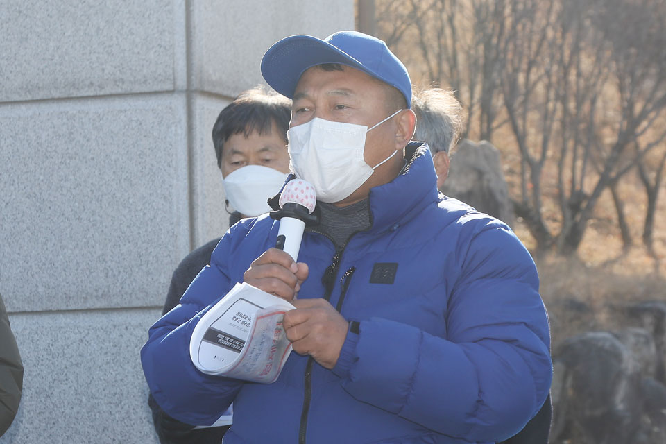 ▲안동영주민주연합 정용채 대표가 연대사를 통해 공수처 설치와 검찰개혁은 시대적 사명이라고 주장했다.