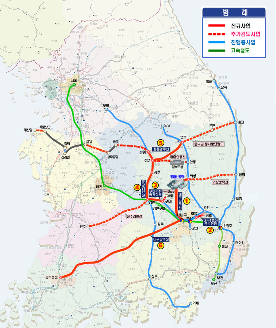 ▲제4차 국가철도망 경북노선도.(자료 경북도청 제공)