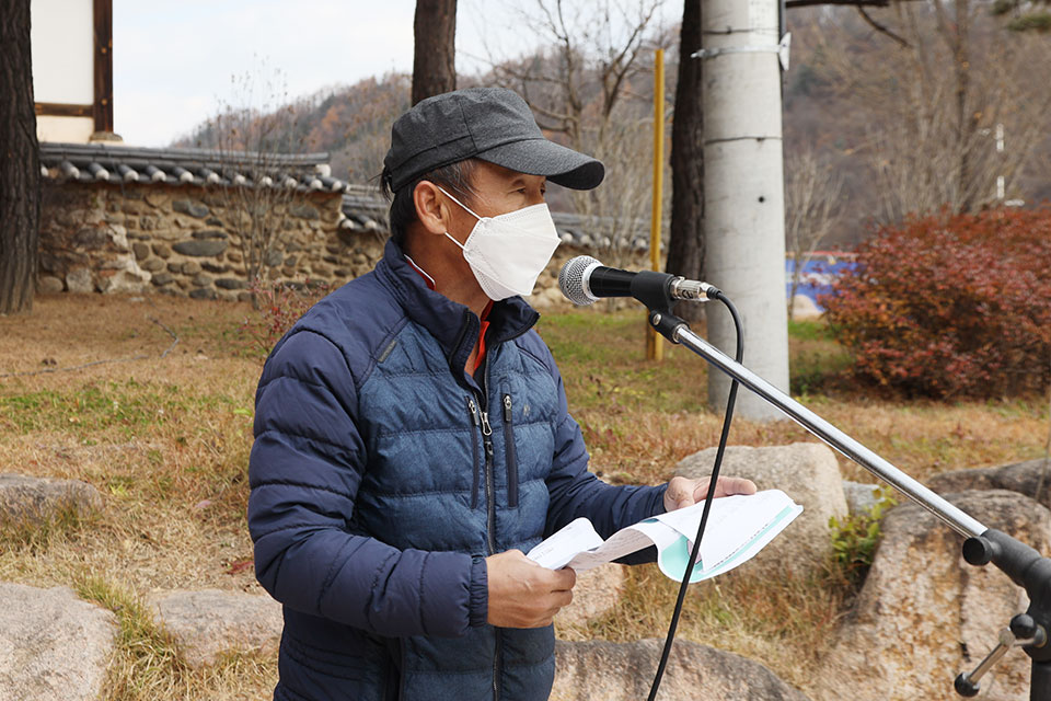 ▲전국농민회총연맹 안동농민회 권기현 회장.(사진 권기상,2021.11.24)