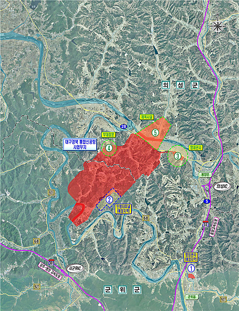 ▲대구경북신공항 사업부지 위치도.(자료 경북도청 제공. 2022.08.18)