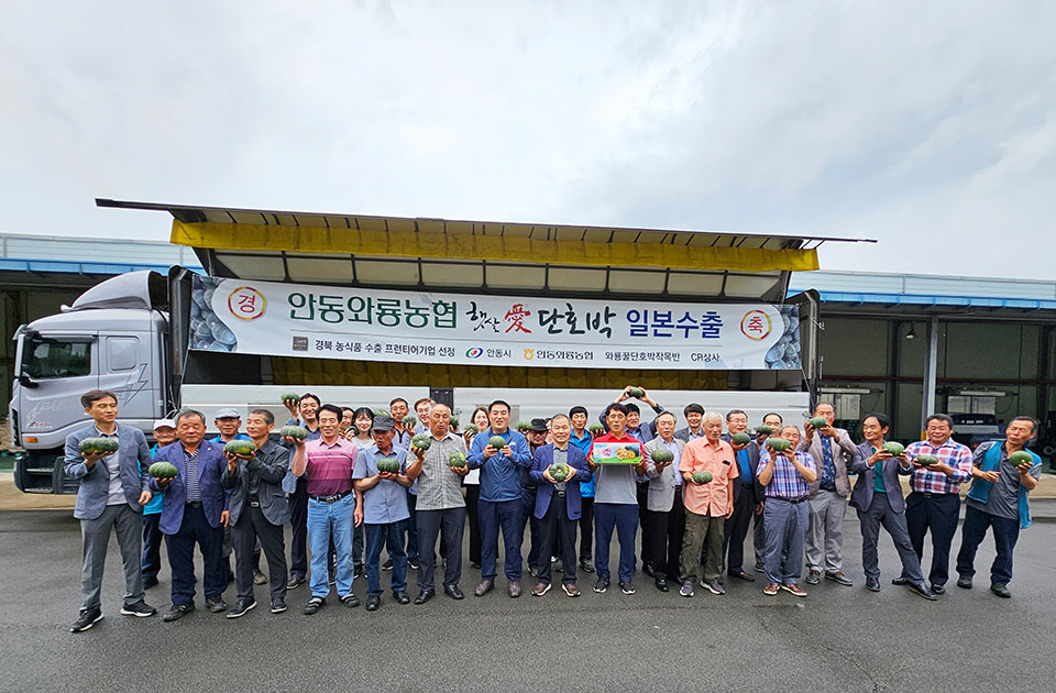 ▲안동와룡농협산지유통센터에서 집하 및 상차작업.(사진 안동시청 제공)