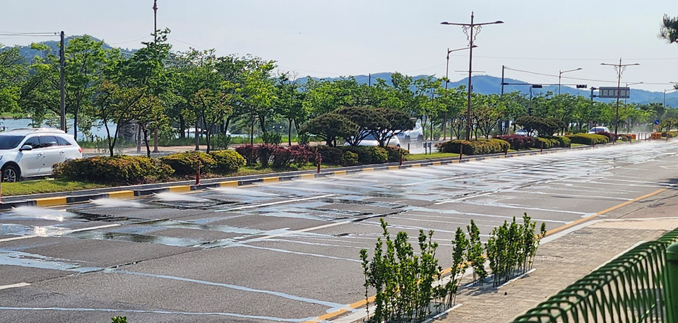 ▲육사로 클린로드 종합 시운전.(사진 안동시청 제공)